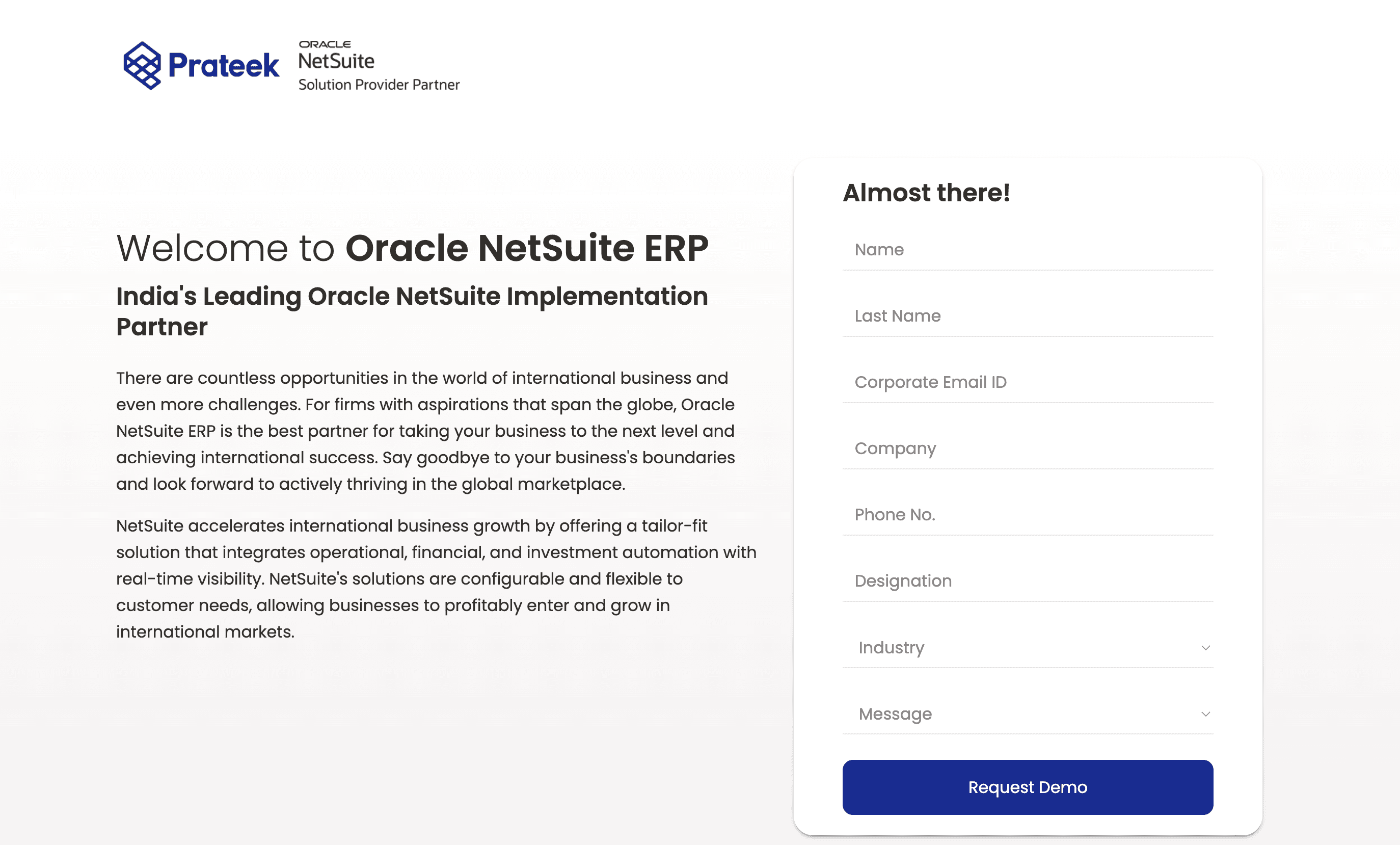 Oracle NetSuite partner landing page