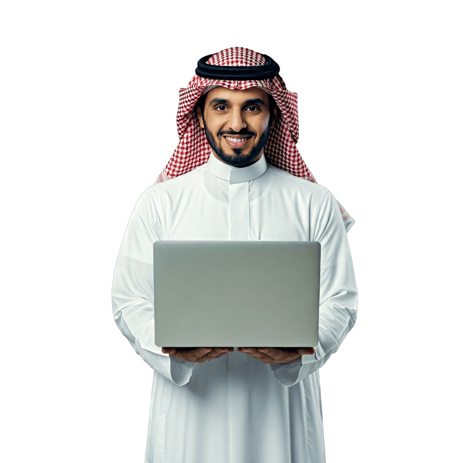 صاحب عمل يستعرض نظام Raad ERP على جهاز محمول